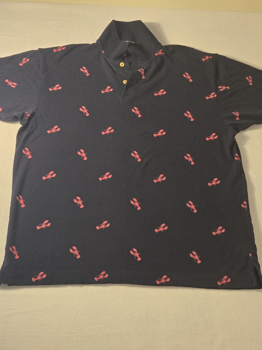 Nautica Navy Polo with Red Lobster Motif